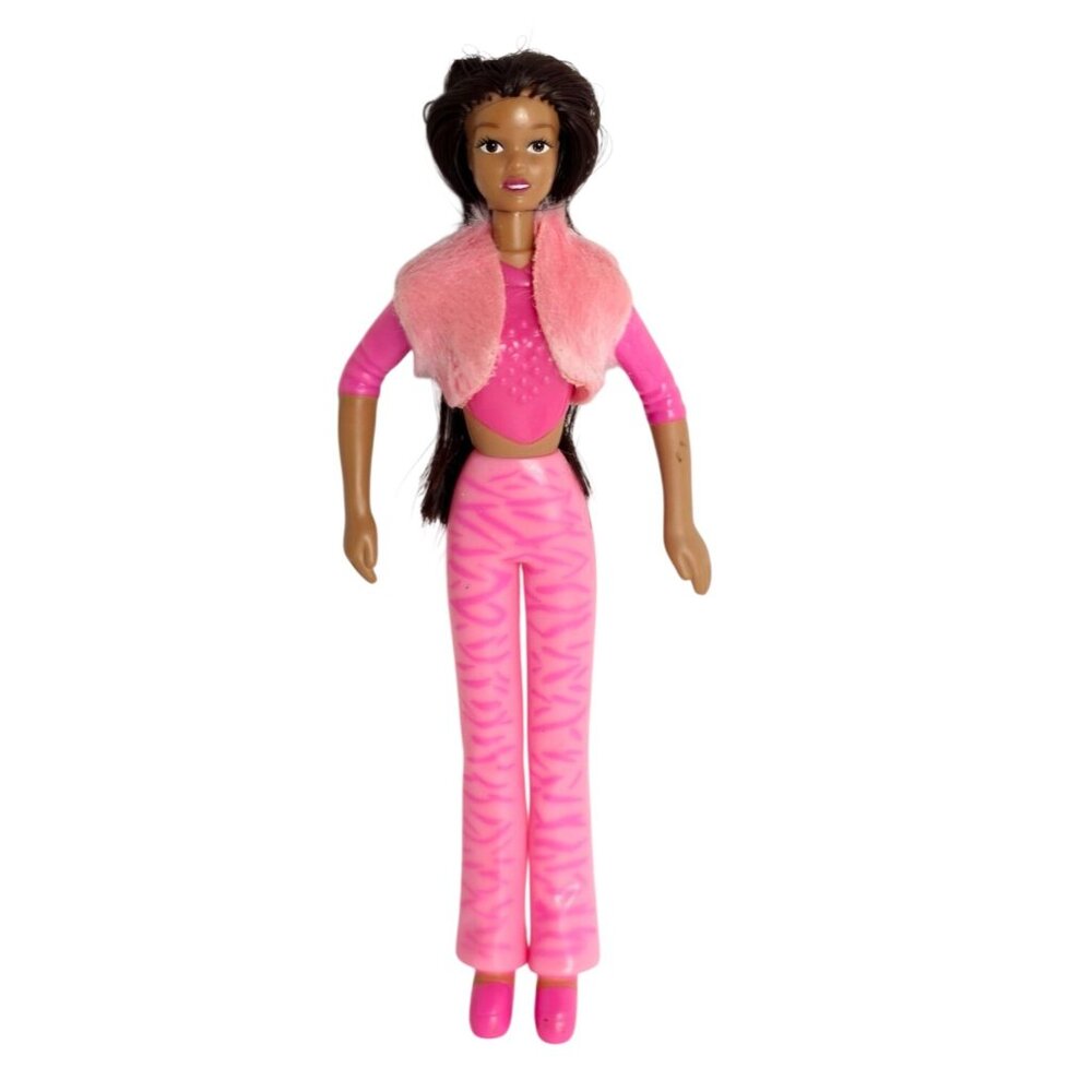 2002 Barbie Fashion Doll Retro Fur Trim Crop Jacket Zebra Print Pants McDonalds